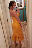 I love the look of this dress, but not on me! I think it's a little too long for someone my height. Also there is little to no structure in the bra cups and they didn't stay put. I would have returned for an XS but I think I have a wide back so it wouldn't zip. Disappointed for sure. - Emily L.