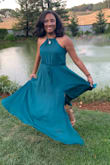 I wore this to my sorority sister's wedding and it was absolutely beautiful. The dress just flowed in the wind and it was very picturesque, too! And I LOVE the color! - Taylor M.