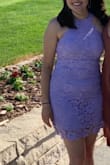 Wore to a wedding and got so many compliments! I am forever in between a small and medium in dresses. I ordered both and kept the small, the style of the dress is meant to be tighter, but with the lace overlay it didn't feel too revealing! The medium felt a little too loose and too long. Overall loved it!! - Brittany P.