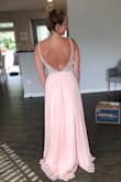 I had been waiting the order the white one forever, but then saw this blush version! It is so stunning in person! I can't wait to wear it in a beach photoshoot! It does seem to run a little small, I got a 6 (normal size 4-6) based on other reviews and it zips all the way up, but I can only get 1 of the 2 hook & eye closures clasped. It's not worth returning for a bigger size because then I would have to get everything else taken in. Everything else fits fine, no bra needed and for my height the length is perfect! - Anna C.