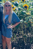 This romper is sooo comfortable!! Lightweight and adorable. I sized up to a large just because the medium was a little too short for my liking! You do have to wear a bralette or tank under as the top doesn't close. - Kristi R.