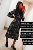 I really love this dress. The colors and patterns are very pretty. Perfect for transition into fall and for work and play! The cut of the dress is flattering and classy. Really glad I got this! For reference I got an XS! - Marley E.