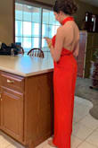 A little tight in the bust, but otherwise a perfect fit! Beautiful shade of red! - Stephanie B.