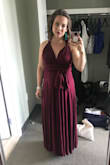 This fit so nicely on my 21 week bump and I'm confident it will fit postpartum as well. The fabric is so soft and very thick, so quite flattering. It was quite long for me, since I'm only 5'1", but with heels, it was perfect. - Emily D.