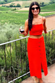 Not only was this outfit absolutely gorgeous, but it was so lightweight and comfortable! The fit was spot on, I received many compliments on the color. Perfect outfit to pack for a summer vacation! I would HIGHLY recommend this outfit! - Shaina M.