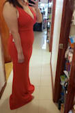 The color is just as the picture. The dress is made with high quality material, very thick and very stretchy. It was very comfortable and gave me a nice S-line figure. A con about it was the way it held up my breasts. The way the dress is structured that if you bend over or move, the straps just hang. Like it does not give the full support to someone with a larger bust size. The model in the picture has neck and arm all stretched out to support the straps. Also the stretchy material is nice because it's really soft. It doesn't take you in or smooth out your body. This is an easy fix with some spanx. It was hard to find underwear that didn't show through the dress. - Eva M.