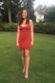 I wore this dress to a wedding and it fit in all the right places! It's rare I find form-fitting dresses that look good on me, but the crossover style skirt was perfect for my body type. I usually wear a medium, but the small fit great and not too short. This dress gave me smooth curves and fit so well around the bust area - I can't wait for the chance to wear it again! You can definitely dress it down or up, and feel so good in it. I'd wear it for a date or any other special event! - Dominique R.
