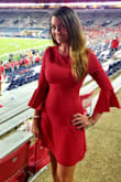 This dress fit perfectly and was very flattering. The material is great quality and very pretty and its comfortable. And its has 2 layers so can't see through it at all. The length is perfect. Bought it to wear to a game and so great semi-casual with wedges. Could also be dressed up with heels. Got tons of compliments! - Kelly A.