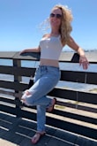 Trendy but beautiful and super comfy.  Read the other reviews and holes in the knees not enlarging with hand washing.  Plus rolling up the hem to tailor needed for petite gals. I always get compliments wearing these. - Jennifer S.