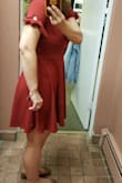 It's short so I wore flats but I'm sure it looks great with heels. Simple, comfortable. Dress up or down. - Kristin F.