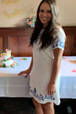 I ordered this dress for my bridal shower this past weekend. I originally ordered a small but exchanged it for an XS. The exchange process was so easy and they update you frequently! The dress is beautiful, quality material and not see through at all. I loved it! - Abby M.