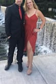 I really loved this dress. You do have to watch the wind or how you sit, because the top layer / slit will pretty easily fly open. I should have gotten it altered a bit at the ribs / waist, but the top fit well and it wears nice. - Melissa F.