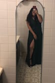 I ordered a size up due to my lower half. My bottom has always been my biggest issue and the large fit perfect. I ordered for a wedding and it was so comfy. I received SOOO MANY compliments all night! My favorite thing about this aside from the color was that it looks like a dress, but isn't! Wouldn't trade this jumpsuit for anything else! Can't wait to wear it again! It was the perfect mix between casual and formal! - Gia R.