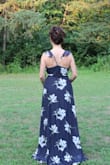 I love this dress I ordered a small, it is long so you'll want to wear high heels and on the back of the dress is a small hole to put the long string through to wrap around your waist and tie. The fabric is very nice. Very good quality. - Kimberly W.