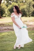I bought this because I thought it was absolutely perfect for my backyard wedding. It was simple, yet elegant at the same time. Honestly I was so happy to see all the reviews of the dress as it really helped me make the perfect decision on size. I did have a few small alterations as the cleavage was a little loose for me. Otherwise I was so happy with it. - Mindy C.