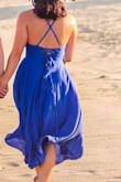 I ordered this dress for my beach engagement photo shoot and it was EXACTLY what I was looking for! It was so flowy and lightweight, and think it photographed really well! The color is vibrant and I can't wait to wear it again! I'm only 5 feet so I was worried it would be too long, but it looked great still! You could dress it up with heels or dress it down with flip flops and a denim jacket. Highly recommend! - Brittany B.