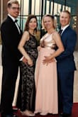 Love this dress. Great quality! Wore to a Gala and got lots of compliments. Did have to shorten the dress a few inches which was perfect for 2-3 inch heels. Shorten the sleeves as well. Very flattering with my little postpartum belly. - Amber F.