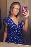 Very flattering and cute! I get a lot of compliments every time I wear it. Fabric is airy and comfortable. Blue color is as pictured! - Alexandra C.