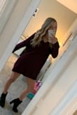 I spent a long time debating on whether to get a xs or s. I ended up going with a small and I am pretty content with it. The arms are a little loose but I feared that if I got an xs it sweater would be too short to wear as a dress. This was a good call because the sweater dress comes to my finger tips as a small and I don't have a long torso at all. If you are conflicted on what size to get, I'd go a size up. Thanks Lulus! - Janine A.