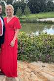 Absolutely love it! Was perfect for a wedding guest dress. The material is nice and light and it flows so nicely. with the wrap aspect of it, It fits exactly how you want it to. If you're on the fence deciding between 2 sizes, go with the smaller one. You really can loosen or tighten it as much as you need to. The only thing is: it is SO long. I am 5'6"/5'7"and wore 4 inch heels and it was still dragging on the ground. Either way, it's a beautiful dress that I'm hoping to wear again and again! - Laura G.
