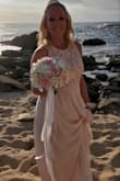 I was looking for a dress, for my wedding in Hawaii. I saw this dress and ordered instantly. It fit perfectly! It was little long but it was perfect for our beach setting. I am 5'8" so I ordered a medium. A small would have been too snug but the medium was perfect. I am 154 lbs with more of an athletic build. Lulus has fantastic customer service. If it doesn't fit, the returns are super easy so you can order a few sizes to get the right one. I received so many compliments. I am looking forward to wearing it again in five years. We stood in the water (just to keep cool) during the ceremony. The material was perfect for that because it dried almost instantly! - Dee H.