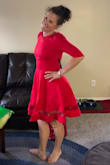 The color is beautiful and the fit is pretty right on. I didn't love the fabric - it was quite thick, which is fine since this is likely a fall/winter dress, but it was very wrinkly and kind of stiff. It wasn't uncomfortable, just not my favorite fabric for a dressy dress. I ended up returning the dress because I just didn't love it for the price and didn't feel fabulous in it. - Janelle S.