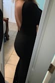 Definitely should have went with a small or medium. Any type of bust makes the back uneven. I'd say a C cup or more should maybe try a medium to keep the shape straight in the back. Very thick nice material though helps keep the mermaid curves sexy! - Ashley P.