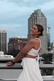 This is really pretty, quality, flow-y material but it is a little bit longer than I would have liked. One of the tassels on the waist did fall off after only two wears. - Anna H.