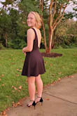 This dress fit perfectly and was great for dancing the night away! The open back was beautiful. We did purchase pasties to wear with the dress but we found them to be unnecessary. - Melissa C.