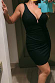 I LOVE this dress - I felt classically sexy in it. The dress holds up very well in the cleavage department (without a bra!) and in a way that does not look vulgar for larger-chested women. - Mariangela T.