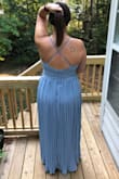 This color is beautiful, and the fit is perfect! The length was perfect for my height. I'm going to wear it for one of my bridal showers. It looks a little funky in the back right now, but once I get it dry cleaned or steam it, I believe it will lay better and fix that issue. - Lizzie K.