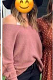 I really do love this sweater, but just make sure to pull down/adjust your sweater a little before pictures. It bunches up at the bottom, which isn't the most flattering look (see picture with hat). Other than that, I love that it's cozy, yet a little bit of edge with the off shoulder look. It's really soft, and it kept me warm while outside on a cool, fall day.  I definitely recommend! - Patty D.