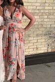 Loved this dress & got compliments all night! Super comfortable & true to size. I did have to wear a deep V bra with it - just to give a little support since I didn't have time to have the chest area altered. - Jamie P.