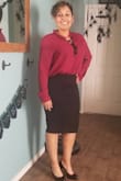Got to wear my pencil skirt today and I loved it. It fit nice and it is very stretchy. I'm working on losing 12 more lbs but I'm sure it'll still fit nicely. - Amy P.