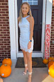 Absolutely love this dress! I ordered my shoes, dress and earrings around 2 weeks before my homecoming and it arrived super quick especially with the expedited shipping due to my $100 purchase. The dress fits so good I ordered the xs because I knew I wanted the dress to be as tight as possible and didn't want to risk anything. I have a small waist and wide hips and decent sized boobs. The size I chose fit so well! I got so many compliments on my dress. It also so casual you could wear it to a weddings or any nice occasion! I was a little nervous about ordering a tight dress but I'm so glad I did! I got outside my comfort zone and it looked amazing totally recommend. Go for it!! - Callie S.