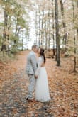 I wore this dress as my wedding dress for our small fall wedding ceremony in Vermont this past Monday! Everyone complimented how gorgeous it was at the ceremony and when we posted the professional photographs online I also got so many compliments! I felt so beautiful while wearing it and it was so comfortable and flattering at the same time! It was a little bit big in the waist and too long but it was easy to get tailored to fit just right! I am so happy I went with this dress instead of a traditional, super expensive wedding dress! - Courtney G.