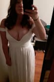I really like the quality of the dress. I just would really like to look at it on someone else lol. I'm not especially big chested, but I guess I didn't realize how much bust would be showing and that made me self-conscious. Also I didn't know I was self-conscious about my arms until I tried it on. The droopy part on the arms was tight on me.
I gave it 4 stars, because it's a really nice dress, just looked meeehhhh on me. So if you don't want to show cleavage or are self conscious about arms, maybe go with something else. - Lauren S.