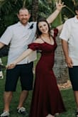 This dress was stunning! I loved it so much! It's just too long if you're short like me, but nothing a little hemming can't fix! The fabric is such good quality, and definitely durable. It was so perfect! - Alex S.