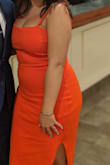 Wore this to a wedding and the compliments of were endless. The color really is just beautiful. It's sexy but covers your body. Cute slit on the side. And shape wear fits great underneath. - Malissa R.