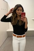 i love the brown and white combo of these shoes. they can make any outfit stand out and offer a clean finish!! give them a chance ;)
p.s. belt and top also from lulus!!! - Hajab F.