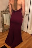 Love how this fit on my curvy body! I saw reviews that said it run a bit large, so I got the small and it fits like a glove. Wearing it to a Navy ball because it is very elegant and classy, while showing a bit of my figure. - Rachel G.