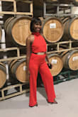 I got this jumpsuit for a wedding I attending. I received a lot of compliments wearing it. People asked where I got it and Lulu's is my go to when it comes to functions I attend. I recommended Lulu's to every girl that asked me about the jumpsuit. It's not as red as I thought it would be but it still turned out perfect. Love love love!!! - Nangamso M.