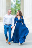 Bought this and returned for larger size due to being a wrap dress needed larger for the bust area but otherwise perfect dress. Also ordered in blue for our engagement photos! - Amanda K.