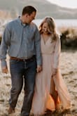 I wore this dress for my engagement photos and it did not disappoint! The fit is very flattering and it was very elegant. The size does run a bit large so I would recommend ordering down a size. - Katelyn M.