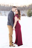 This burgundy dress popped so much against the bright white snow in our engagement pictures. It fits well, a little long but still great!! - Amy M.