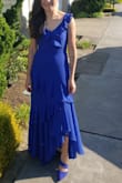 I got this dress for my wedding celebration that my husband's fam. This was very long and very small from the chest area. I had to get it hemmed about 3 inches short, but this is normal since I'm 5. 3" the color is vibrant and very light weight - YURANY N.