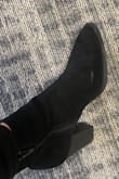 These booties are so cute! I love the suede and they pair well with everything. They are a little snug so maybe go up a half size if you can. - Taylor H.