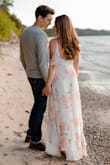 This dress was perfect for our engagement photo shoot! The fit was great, it gave me shape and was flowy at the same time. I loved the long length, the fabric is great and the colors of the dress are beautiful! I love this dress and it is now one of my favorites! - Justine C.