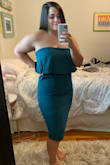 I wouldn't recommend a curvy Short girl for this dress because it looks super boxy on. The flowy part hits right at my waist so it looks really odd, if I had a longer torso it would of looked great but it makes me look pregnant/ super large when I don't have that large of a stomach and it's covering my curves. - Ariana P.