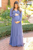 So beautiful and thick quality material. I wore this dress 7 months pregnant, 145 lbs, 5'5". Wore for my maternity pictures and it worked perfect!! I probably could have fit in a small but sized up just in case. It was just a little too loose in my arms. - Casey S.